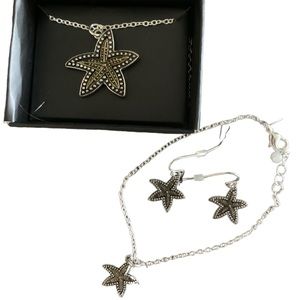 Avon seaside starfish three-piece set necklace earrings bracelet